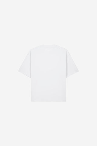 Plain white t-shirt on a light gray background