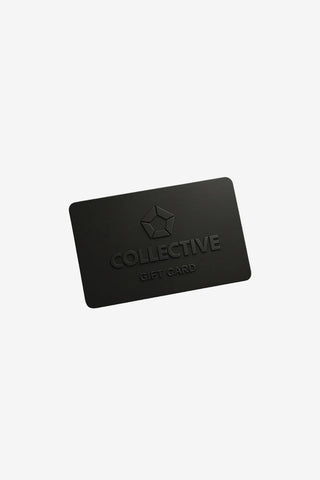 Black gift card with 'Collective' branding on a white background