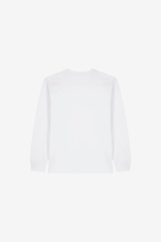 White long-sleeve shirt on a light gray background