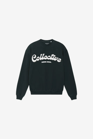 Black sweatshirt with 'Collective' text on a light gray background